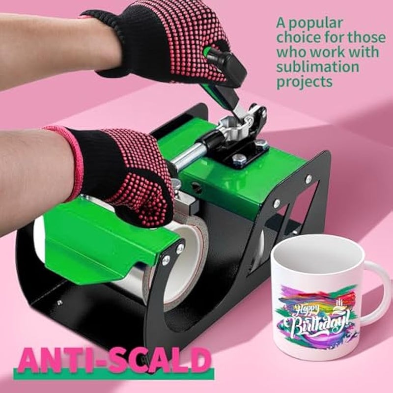 2 Pcs Heat Resistant Gloves with Silicone Bumps, (New Upgraded) Professional Heat Proof Glove Mitts for Hair Styling Curling Iron Wand Flat Iron Hot-Air Brushes, Universal Fit Size - Image 3