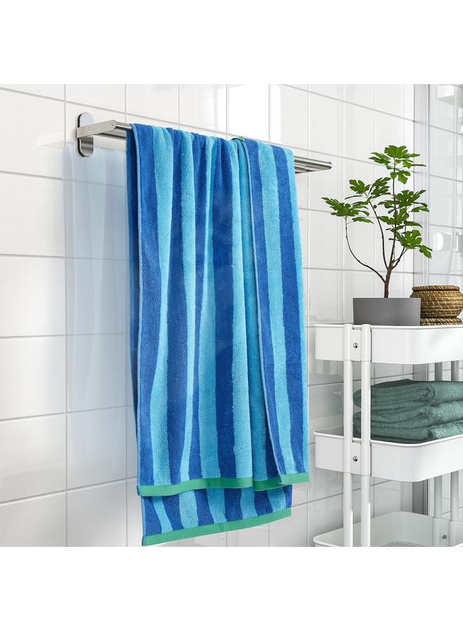 Bath sheet, bright blue/light blue striped, 100x150 cm  - Image 3