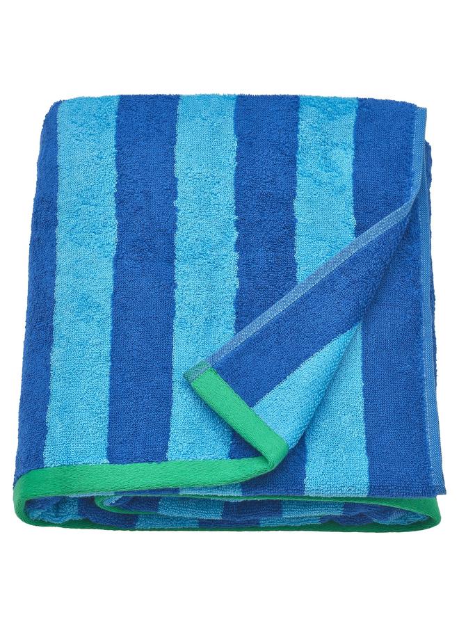 Bath sheet, bright blue/light blue striped, 100x150 cm  - Image 1