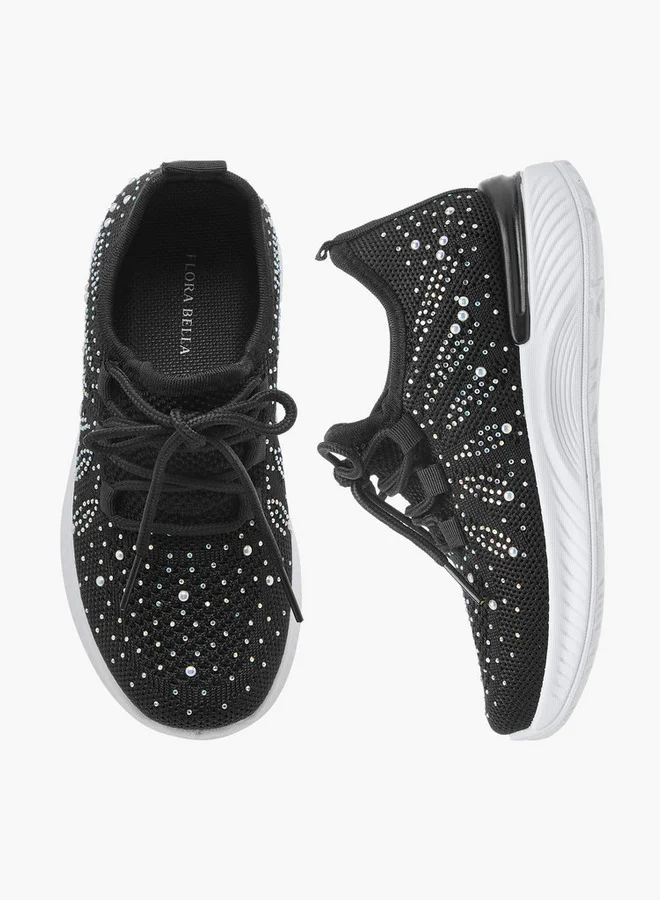 Flora Bella By Shoexpress Girls Embellished Slip-On Sneakers with Lace Detail