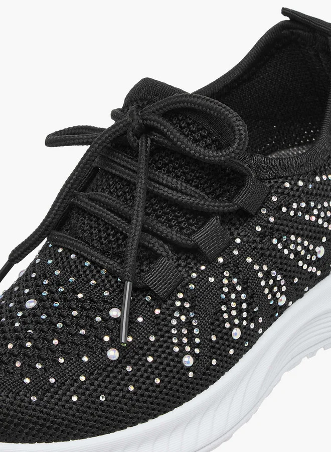 Flora Bella By Shoexpress Girls Embellished Slip-On Sneakers with Lace Detail