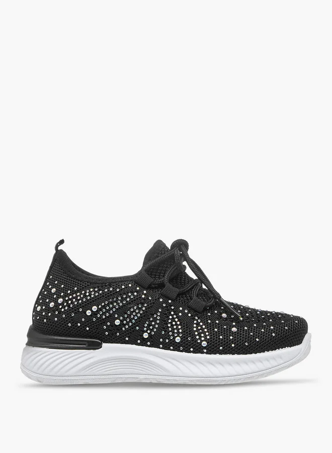 Flora Bella By Shoexpress Girls Embellished Slip-On Sneakers with Lace Detail