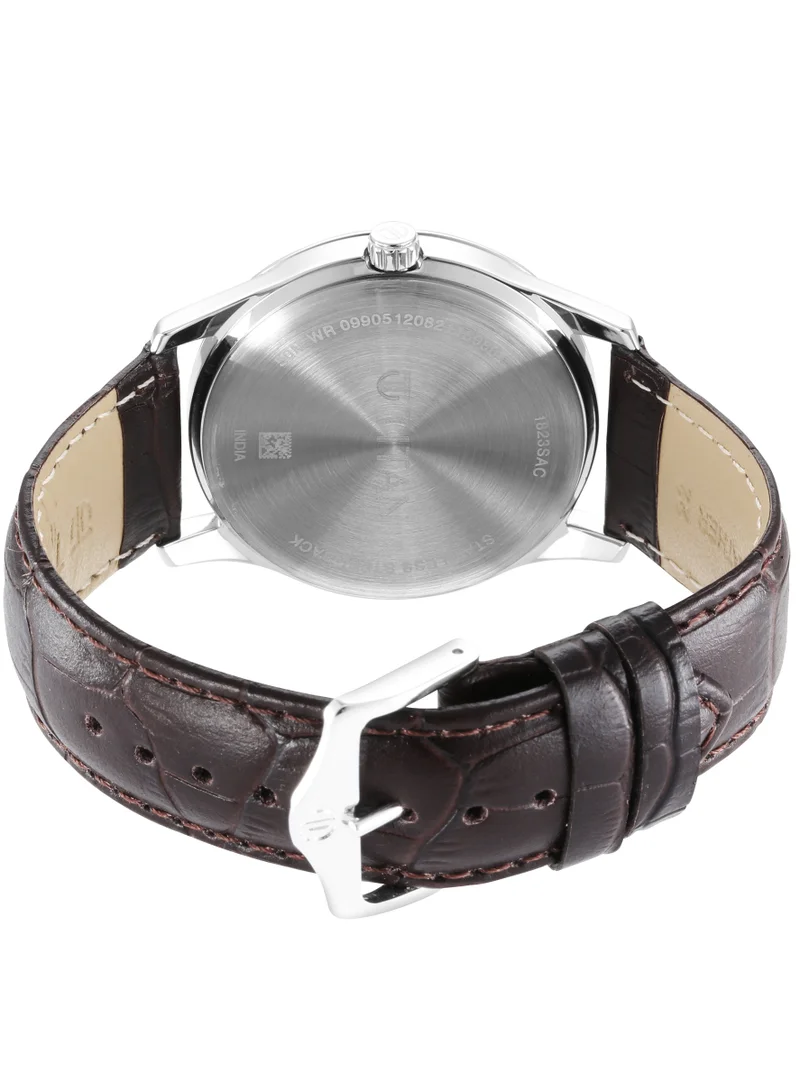 TITAN Titan Trendsetters Siler White Dial Analog Leather Strap watch for Men