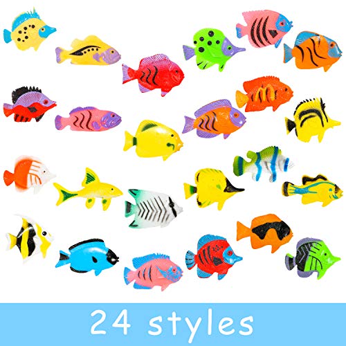 PROLOSO 48 Pcs Toy Fish Tropical Fish Figure Play Set Plastic Sea Animals Themed Party Favors for Kids Toddlers Bath Toys Style 2 - Image 5