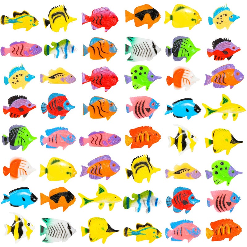 PROLOSO 48 Pcs Toy Fish Tropical Fish Figure Play Set Plastic Sea Animals Themed Party Favors for Kids Toddlers Bath Toys Style 2 - Image 3