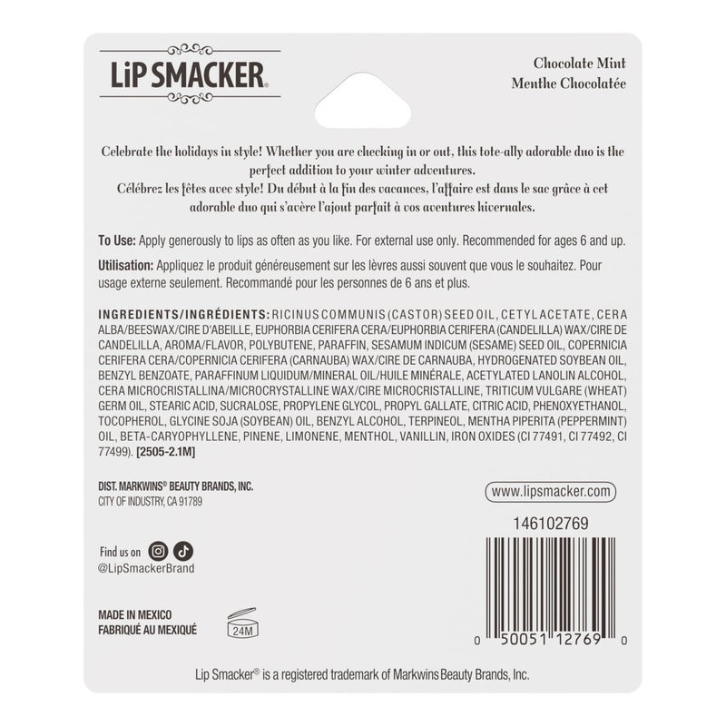 Lip Smacker بلسم الشفاه ليب سماكر لعطلة نهاية الأسبوع + سلسلة مفاتيح حقيبة صغيرة، عناية مرطبة بالشفاه، هدية قابلة للجمع ومناسبة للتخزين - نكهة الشوكولاتة بالنعناع - Image 5