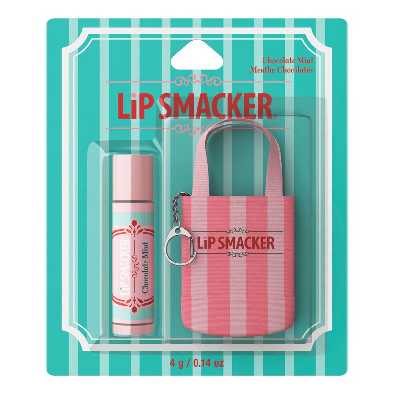 Lip Smacker بلسم الشفاه ليب سماكر لعطلة نهاية الأسبوع + سلسلة مفاتيح حقيبة صغيرة، عناية مرطبة بالشفاه، هدية قابلة للجمع ومناسبة للتخزين - نكهة الشوكولاتة بالنعناع - Image 1