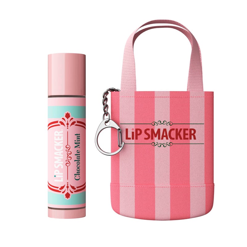 Lip Smacker بلسم الشفاه ليب سماكر لعطلة نهاية الأسبوع + سلسلة مفاتيح حقيبة صغيرة، عناية مرطبة بالشفاه، هدية قابلة للجمع ومناسبة للتخزين - نكهة الشوكولاتة بالنعناع - Image 2