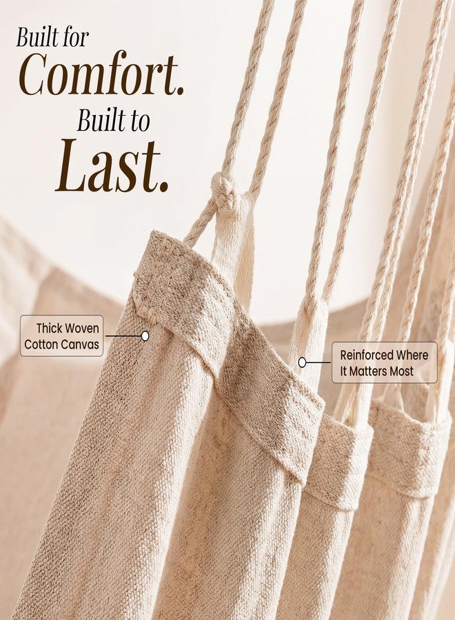 EXTIRIO XL Hanging Hammock Chair Swing - Indoor/Outdoor, Beige, Max Weight 440 lbs - Image 4