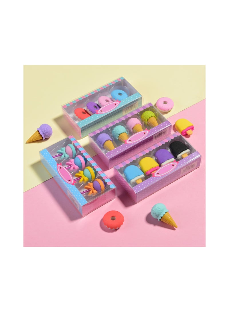 KASTWAVE 16 قطعة ممحاة طعام للأطفال 3D لطيف صغير مثلجات دونات قابلة للتفكيك ممحاة ممتعة رائعة للألغاز ممحاة مكتب للحيوانات الأليفة للبنات - Image 1