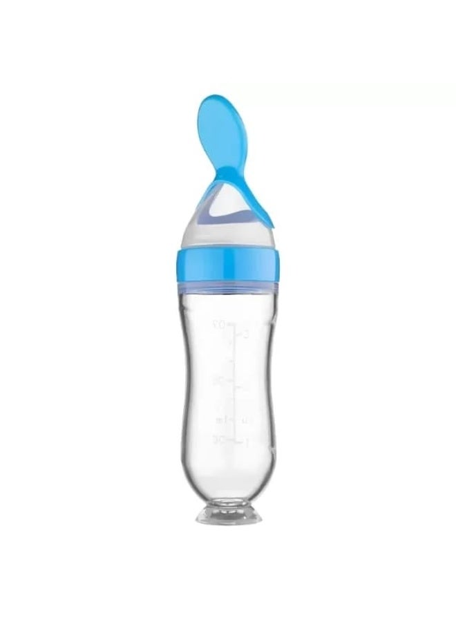 Silicone feeding bottle with spoon for babies - Image 1