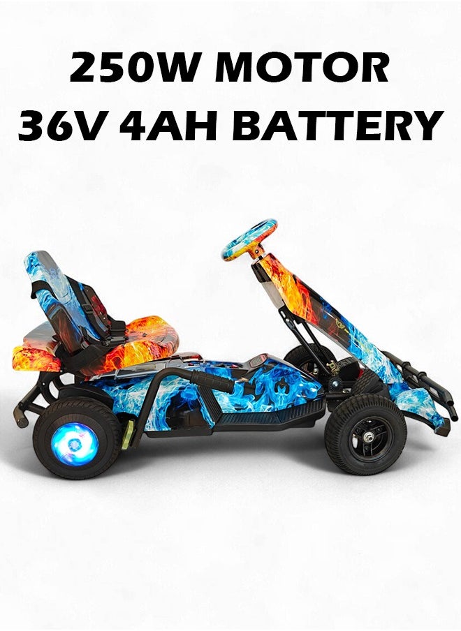 Wind Horse Kids Electric Go-Kart 250W Motor, 36V 4Ah Battery, 20km/h Speed, 8 Inches Tires, Steel Alloy Frame, Reverse Button, LED Wheels, 35-Min Ride Time, 4 Wheel Racer Car For Kids, Ride On Toy  - Image 2