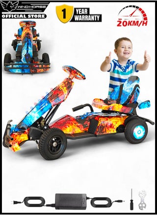 Kids Electric Go-Kart 250W Motor, 36V 4Ah Battery, 20km/h Speed, 8 Inches Tires, Steel Alloy Frame, Reverse Button, LED Wheels, 35-Min Ride Time, 4 Wheel Racer Car For Kids, Ride On Toy - pzsku/ZF2024C0F0AE4565BC59CZ/45/1745419257/557f5aaf-21f3-4bb7-8eb6-9b014cf0c9af