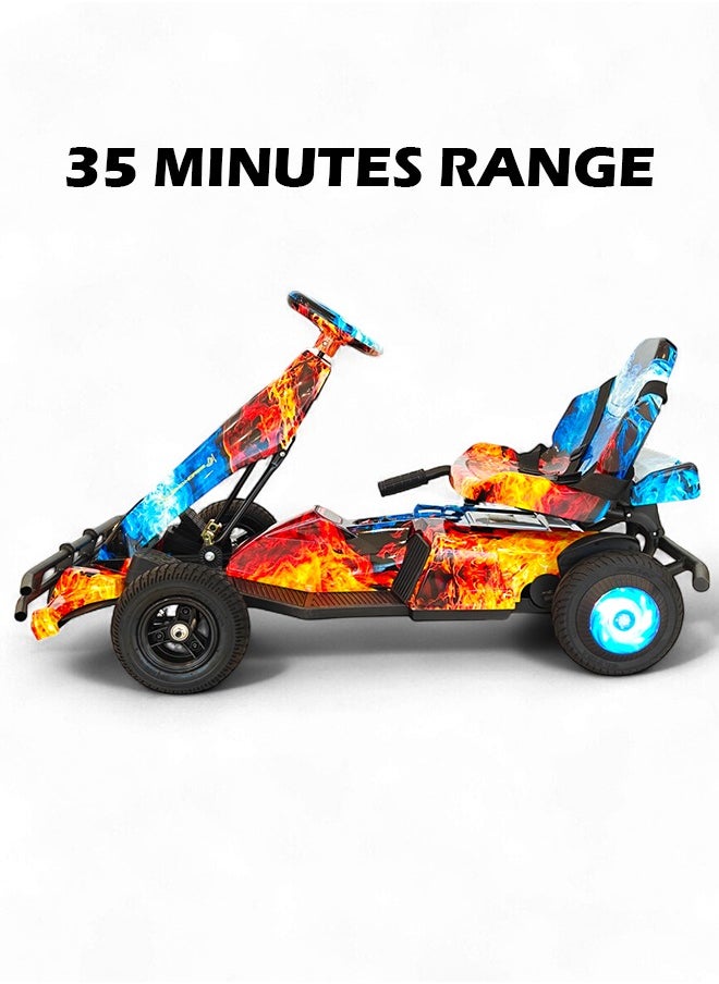 Wind Horse Kids Electric Go-Kart 250W Motor, 36V 4Ah Battery, 20km/h Speed, 8 Inches Tires, Steel Alloy Frame, Reverse Button, LED Wheels, 35-Min Ride Time, 4 Wheel Racer Car For Kids, Ride On Toy  - Image 3
