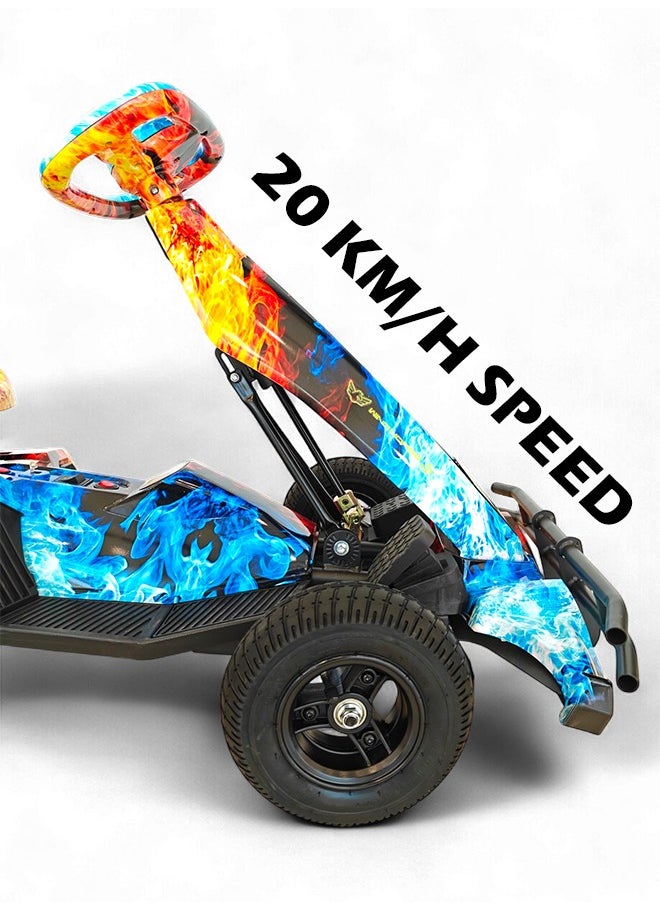Wind Horse Kids Electric Go-Kart 250W Motor, 36V 4Ah Battery, 20km/h Speed, 8 Inches Tires, Steel Alloy Frame, Reverse Button, LED Wheels, 35-Min Ride Time, 4 Wheel Racer Car For Kids, Ride On Toy  - Image 4