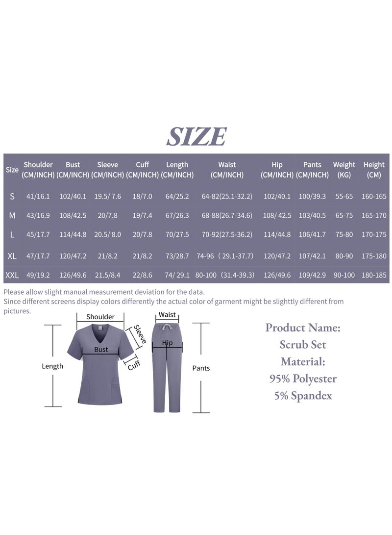 Loquat Womens Medical Scrubs Set Medical Uniform Set Wine Red - Image 2