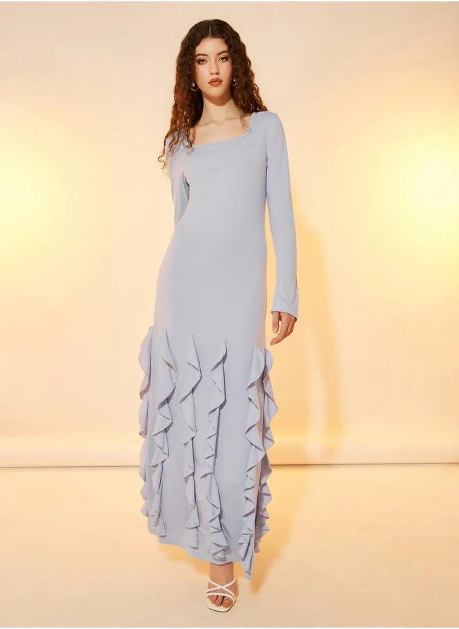 ستايلي Square Neck Ruffled Sheath Maxi Dress