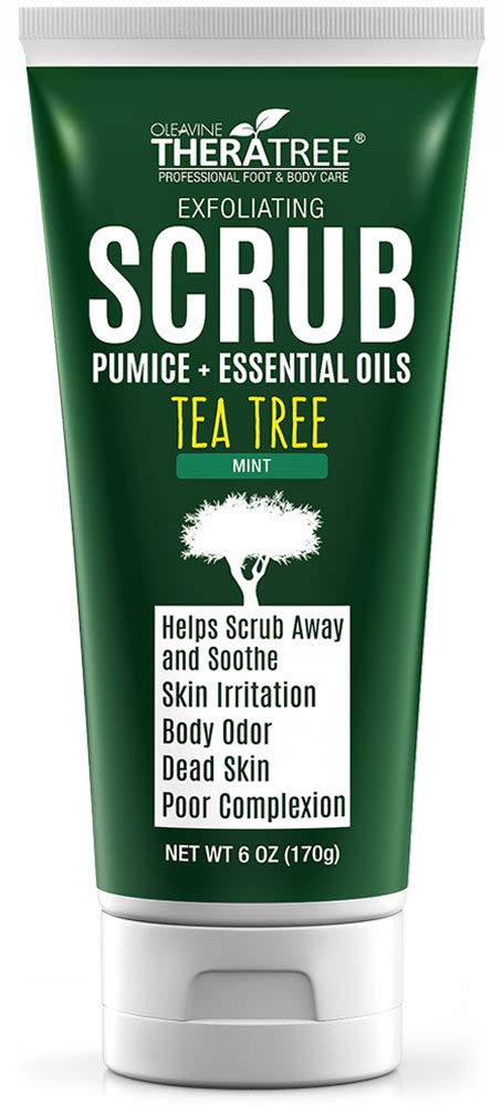 Tea Tree Oil Exfoliating Scrub with Bamboo Charcoal Neem Oil  Natural Pumice by Oleavine TheraTree