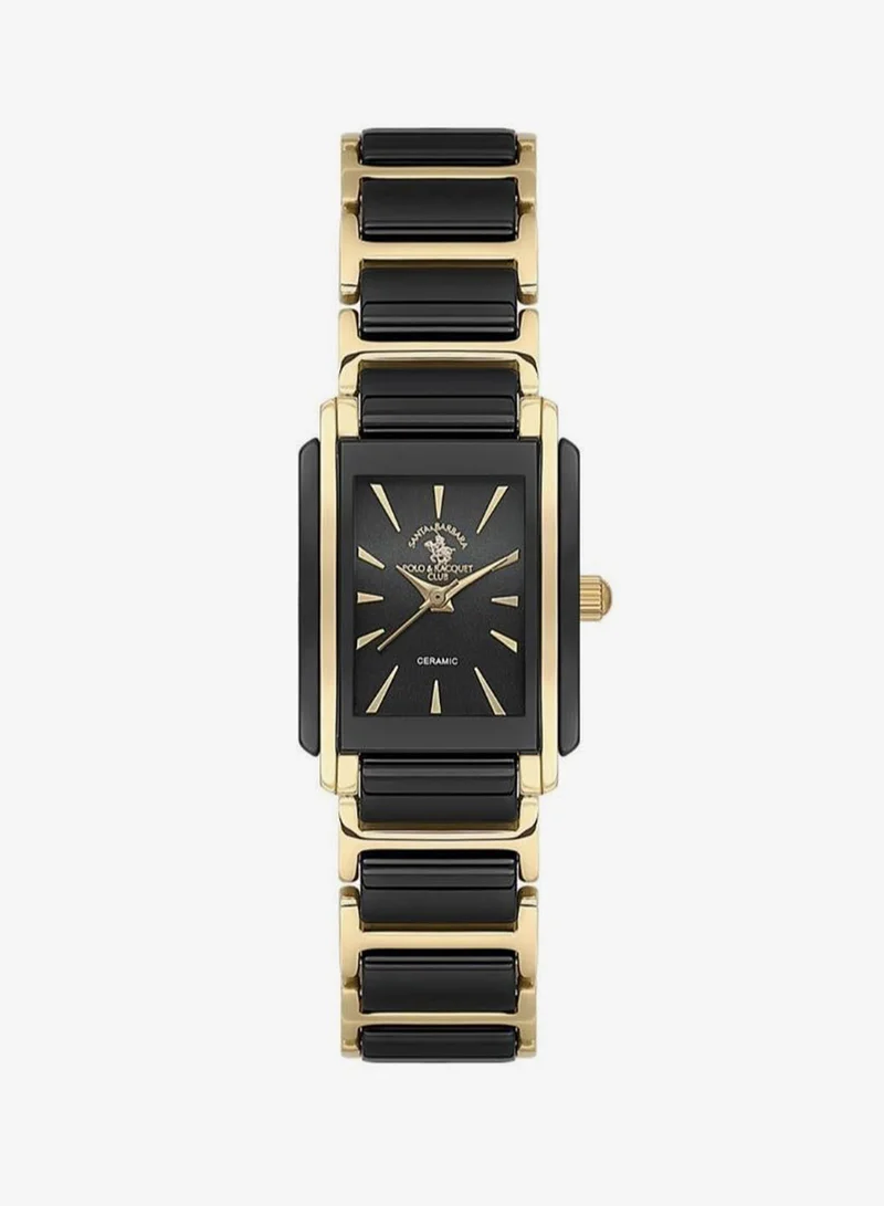 SANTA BARBARA POLO & RACQUET CLUB Santa Barbara Polo & Racquet Club - Noble Women's Watch | Steel and Ceramic Band with Steel Case | Analog | Square Dial | Ceramic | Japanese Quartz | Water Resistance 50 Meters