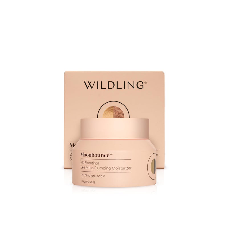 WILDLING Moonbounce 2% Bioretinol Plumping Moisturizer I Rock Samphire, Irish Sea Moss, Marshmallow Root, Moonstone I Hydrates, Boosts Elasticity, Firms I 99.5% Natural, Vegan, Cruelty Free (1.7fl oz) - Image 1
