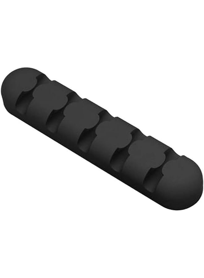 Green Tiger Pack of 2 Cable Clips Holder, 5 Slots Silicone Desktop Cable Organizer Appropriate for Management of Charging Cables, USB Cables and Power Cord – Black - Image 1