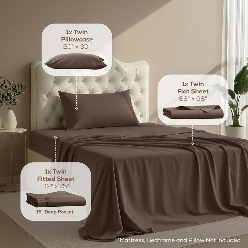 Utopia Bedding Twin Bed Sheets Set - 3 Piece Bedding - Brushed Microfiber - Shrinkage and Fade Resistant - Easy Care (Twin, Brown) - Image 2