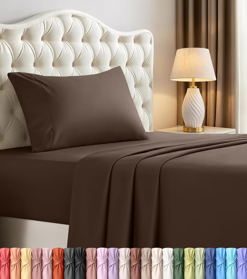 Utopia Bedding Twin Bed Sheets Set - 3 Piece Bedding - Brushed Microfiber - Shrinkage and Fade Resistant - Easy Care (Twin, Brown) - Image 1