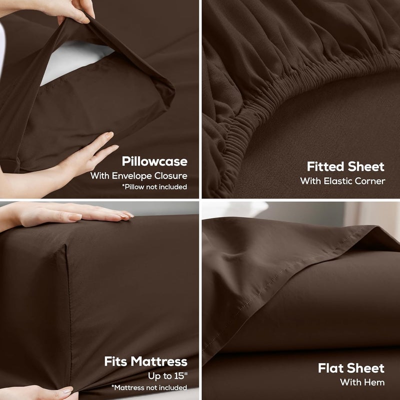 Utopia Bedding Twin Bed Sheets Set - 3 Piece Bedding - Brushed Microfiber - Shrinkage and Fade Resistant - Easy Care (Twin, Brown) - Image 3