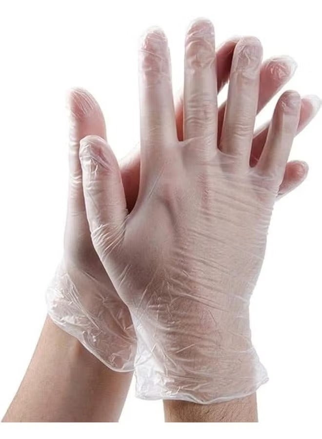 Clear Disposable Vinyl Gloves Powder-Free Latex-Free (size M) 100 pcs - Image 2