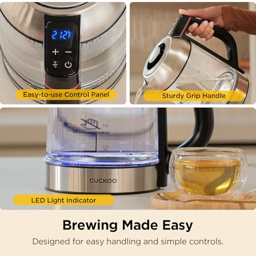 CUCKOO Electric Tea Kettle with Infuser, Glass Electric Kettle with Multi-Temperature Control, Easy to Read LED Lights, 1.7 Liter Capacity Tea Maker Pot (CK-G170BS) - Image 2