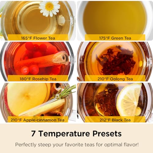 CUCKOO Electric Tea Kettle with Infuser, Glass Electric Kettle with Multi-Temperature Control, Easy to Read LED Lights, 1.7 Liter Capacity Tea Maker Pot (CK-G170BS) - Image 4