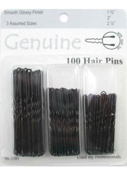 Genuine 100-Pack 3 Assorted Sizes Mix Hair Pins 1.75" and 2" and 2.5" 