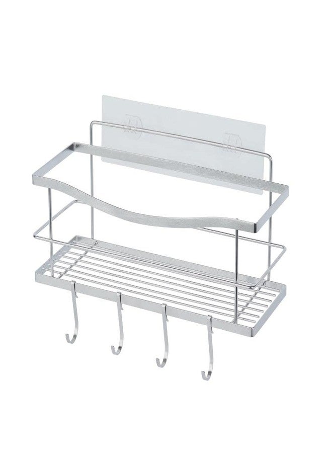 Displays By Jack منظم أدوات الاستحمام من ديسبلز باي جاك، أساسيات الشقة، حمام منزلي مع خطافات لتعليق شفرة الحلاقة والصابون، حامل للشامبو والبلسم، رف حمام لاصق بدون حفر، مقاوم للصدأ - Image 3