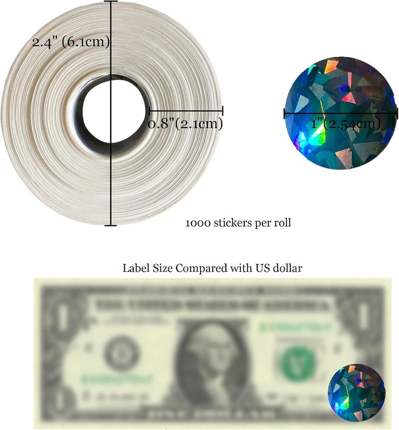 MR-LABEL Mr- Label – 1" Round Scratch Off Stickers – DIY Stickers for Gender Reveal | Reward Programs | Scratch Tickets (Holographic-Diamond, 1000 Pcs) - Image 2