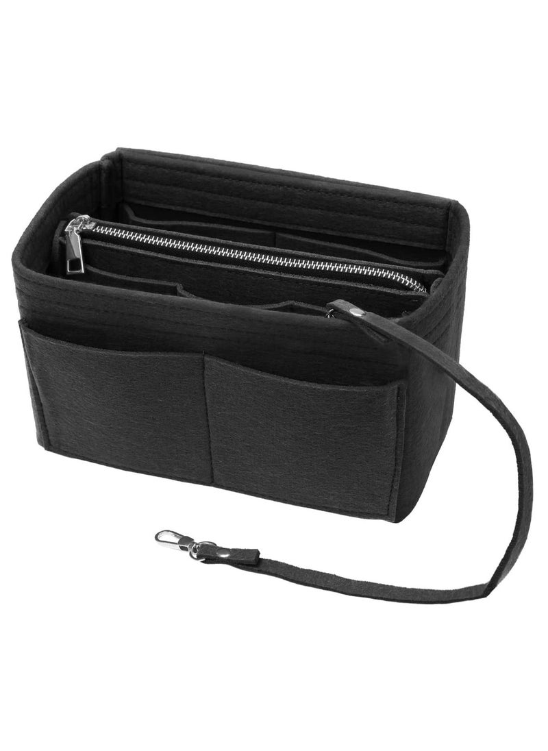 SYOSI Purse Organizer Insert for Handbags Felt Bag Tote Shaper With Zippers Thicken and Portable Handbag in Speedy Neverfull Black  - Image 1