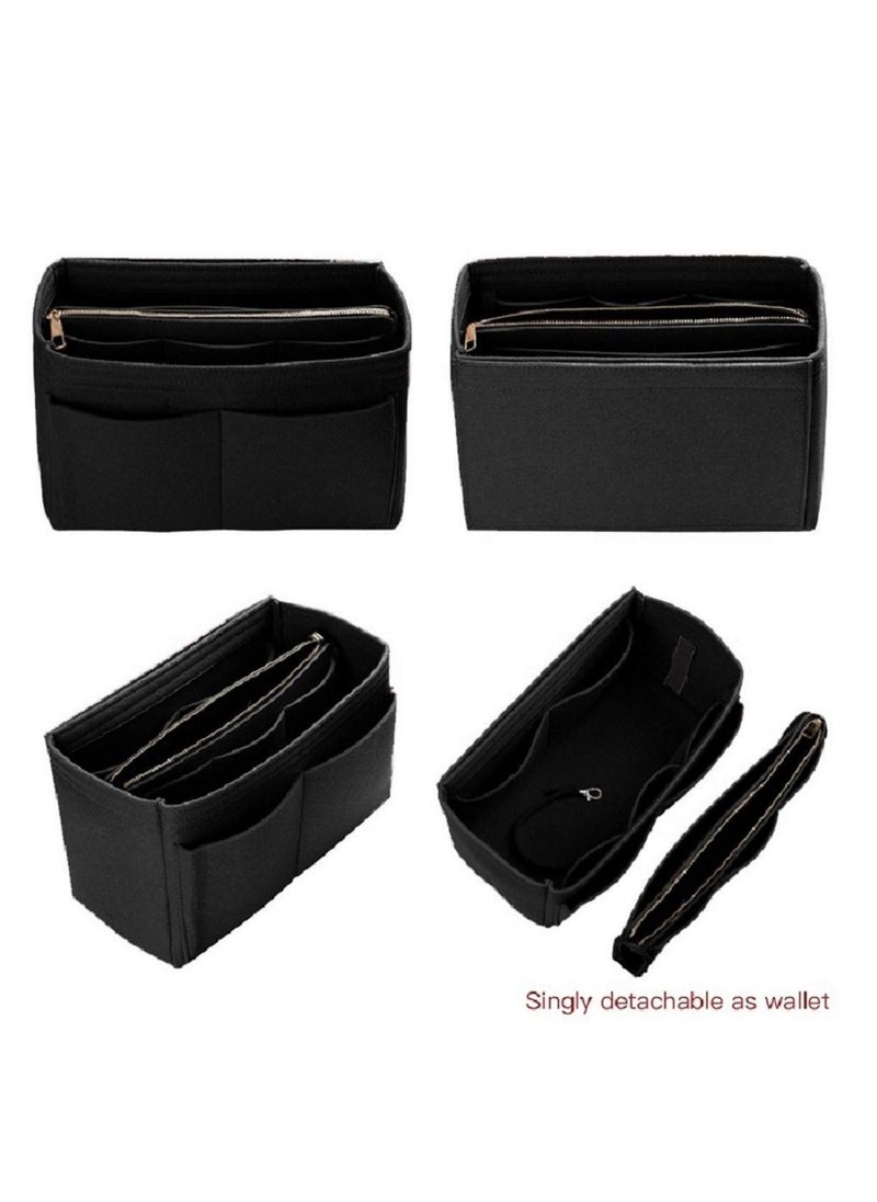 SYOSI Purse Organizer Insert for Handbags Felt Bag Tote Shaper With Zippers Thicken and Portable Handbag in Speedy Neverfull Black  - Image 5