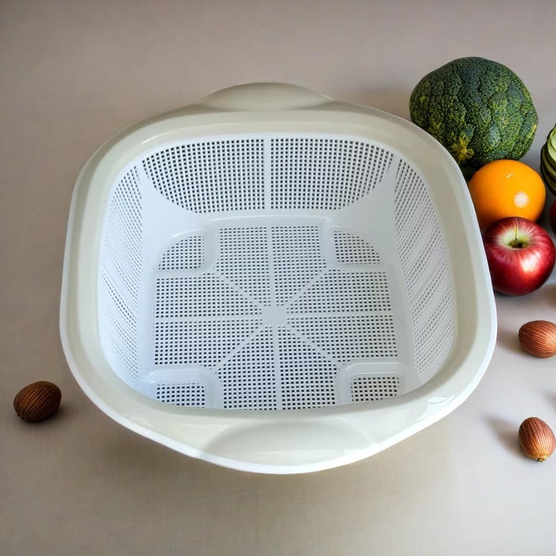 SAQOWARE Kitchen colander | Plastic Strainer Basket Fruits and Vegetable Washing Bowl | Rice Strainer | Sink Strainer | Fruits Baket | Mesh Colander Drain Net Basket, Mixed Colors 40 cm - Image 1