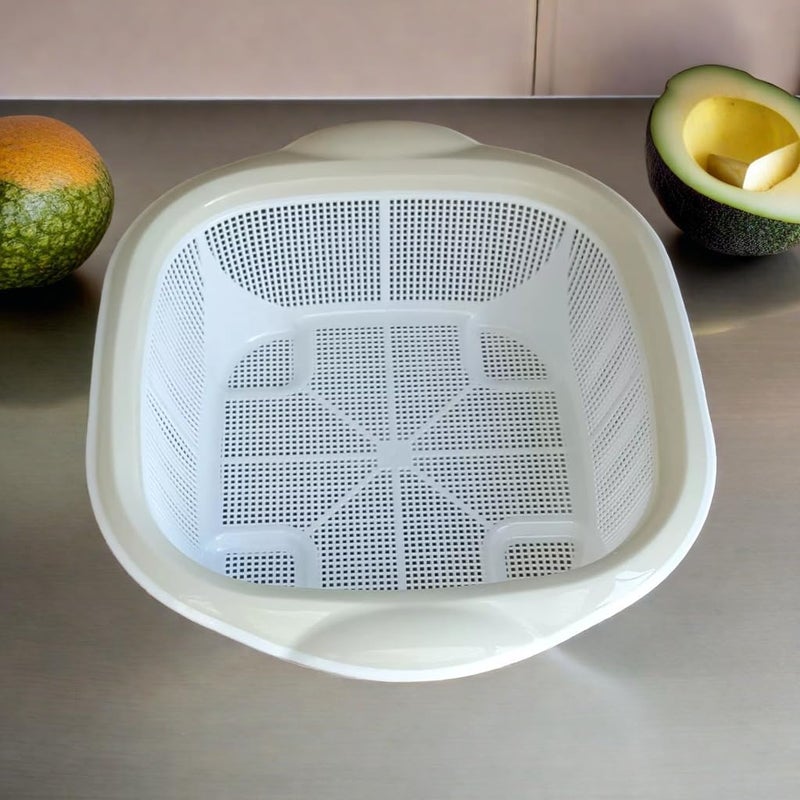 SAQOWARE Kitchen colander | Plastic Strainer Basket Fruits and Vegetable Washing Bowl | Rice Strainer | Sink Strainer | Fruits Baket | Mesh Colander Drain Net Basket, Mixed Colors 40 cm - Image 3