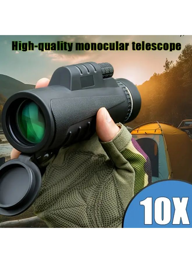 Black 10X42 HD Monocular Telescope With Tripod Phone Holder For Bird Watching - Image 2