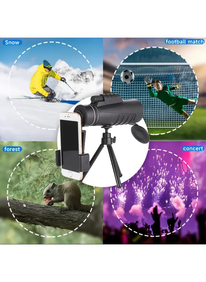 Black 10X42 HD Monocular Telescope With Tripod Phone Holder For Bird Watching - Image 5