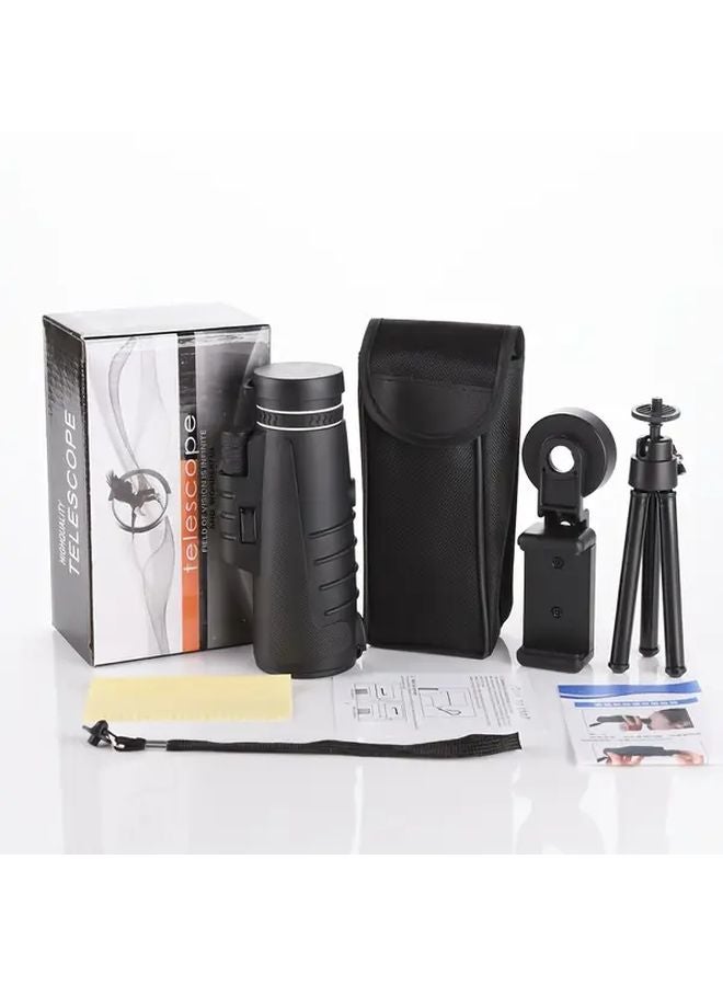 Black 10X42 HD Monocular Telescope With Tripod Phone Holder For Bird Watching - Image 4