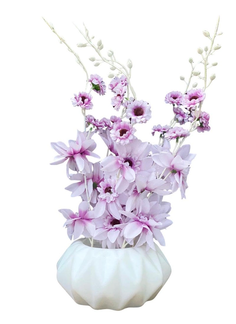 MALKAS BOUTIQUE MALKAS BOUTIQUE Decorative Artificial Flower with White Plastic Pot for Home Decor Realistic Flowers for Festive Season Indoor Decoration  - Image 1