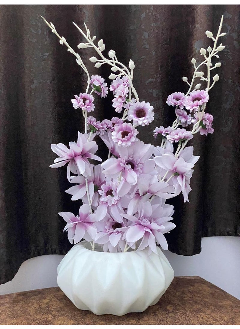 MALKAS BOUTIQUE MALKAS BOUTIQUE Decorative Artificial Flower with White Plastic Pot for Home Decor Realistic Flowers for Festive Season Indoor Decoration  - Image 2