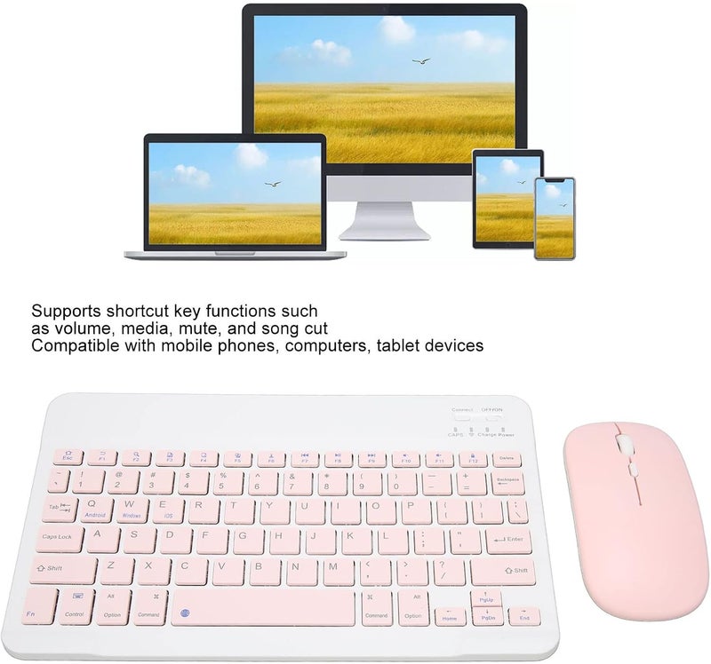 Kufoo Modern Wireless Keyboard Mouse Combo, Ergonomic Slim and Compact Wireless Keyboard with Numeric Pad for Laptop Computer PC Ompatible with and Blue (Pink) - Image 2