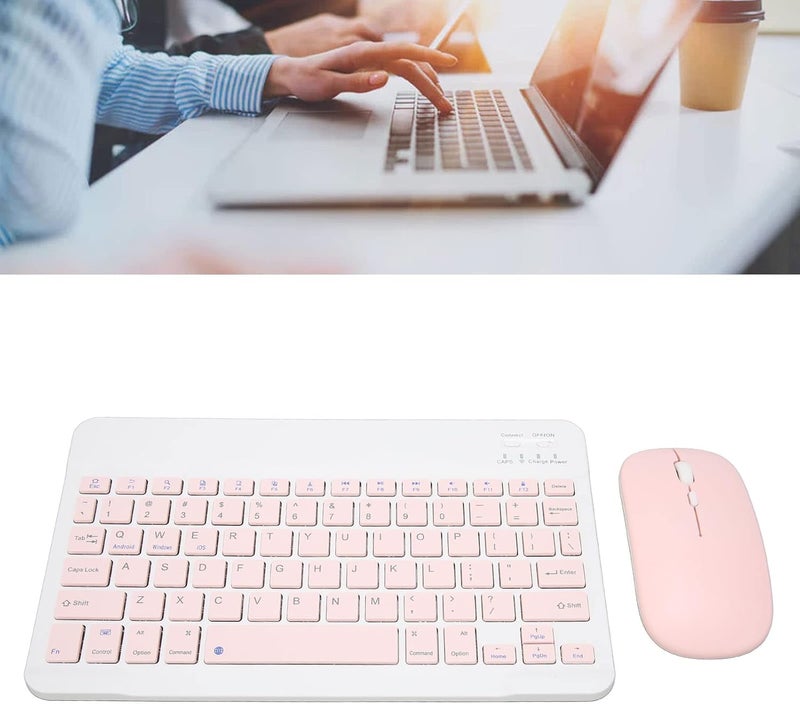 Kufoo Modern Wireless Keyboard Mouse Combo, Ergonomic Slim and Compact Wireless Keyboard with Numeric Pad for Laptop Computer PC Ompatible with and Blue (Pink) - Image 5