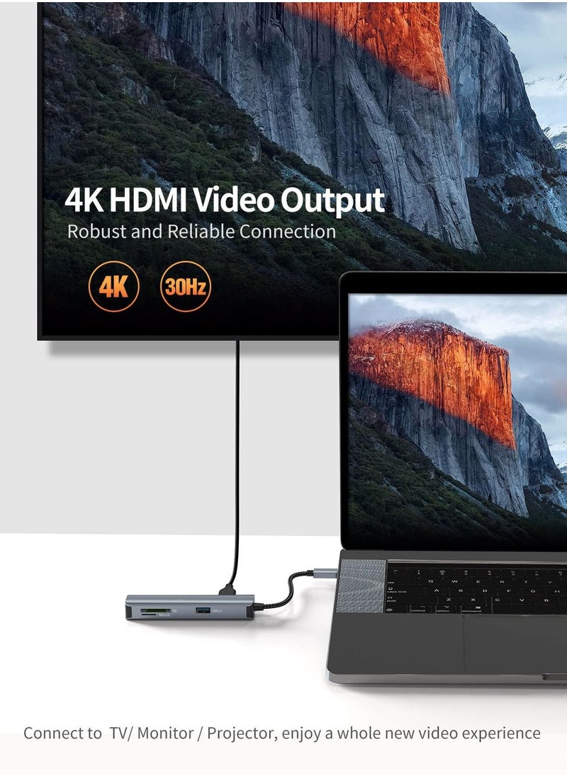 Y&D SYOSI USB C Hub, 5-in-1 Hub Multiport Adapter with 4K HDMI, 2 3.0, SD/Micro SD Card Reader for MacBook Pro/Air, iPad Pro, Surface XPS, and More  - Image 3
