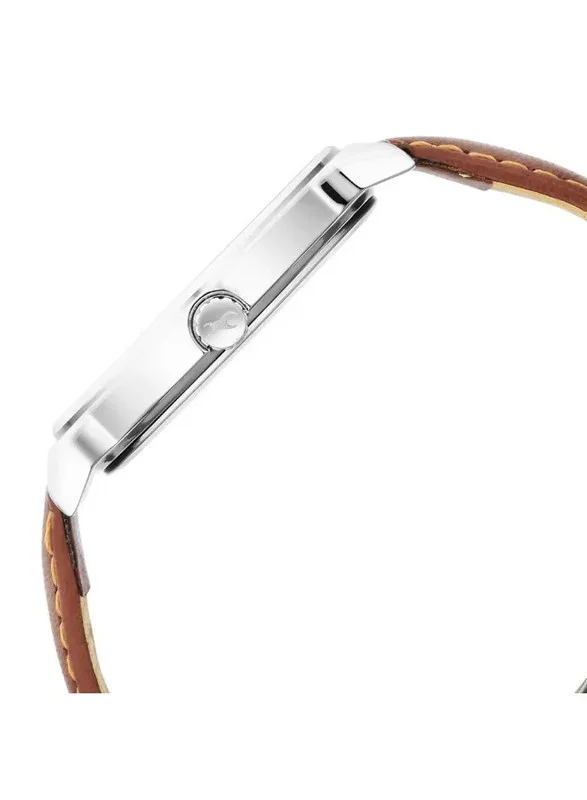 فاستراك Fastrack Stunners Quartz Analog Watch for Guys With Silver Dial Leather Strap