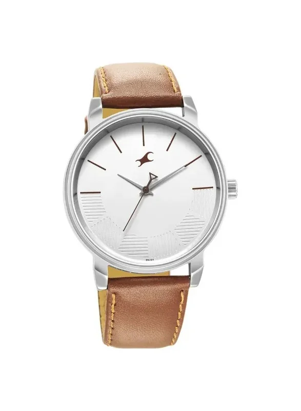 فاستراك Fastrack Stunners Quartz Analog Watch for Guys With Silver Dial Leather Strap