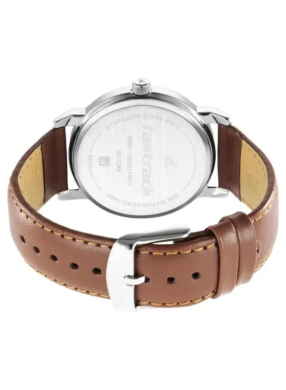 فاستراك Fastrack Stunners Quartz Analog Watch for Guys With Silver Dial Leather Strap