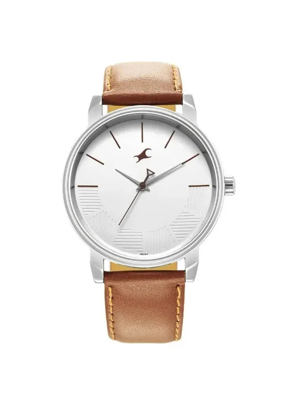 فاستراك Fastrack Stunners Quartz Analog Watch for Guys With Silver Dial Leather Strap